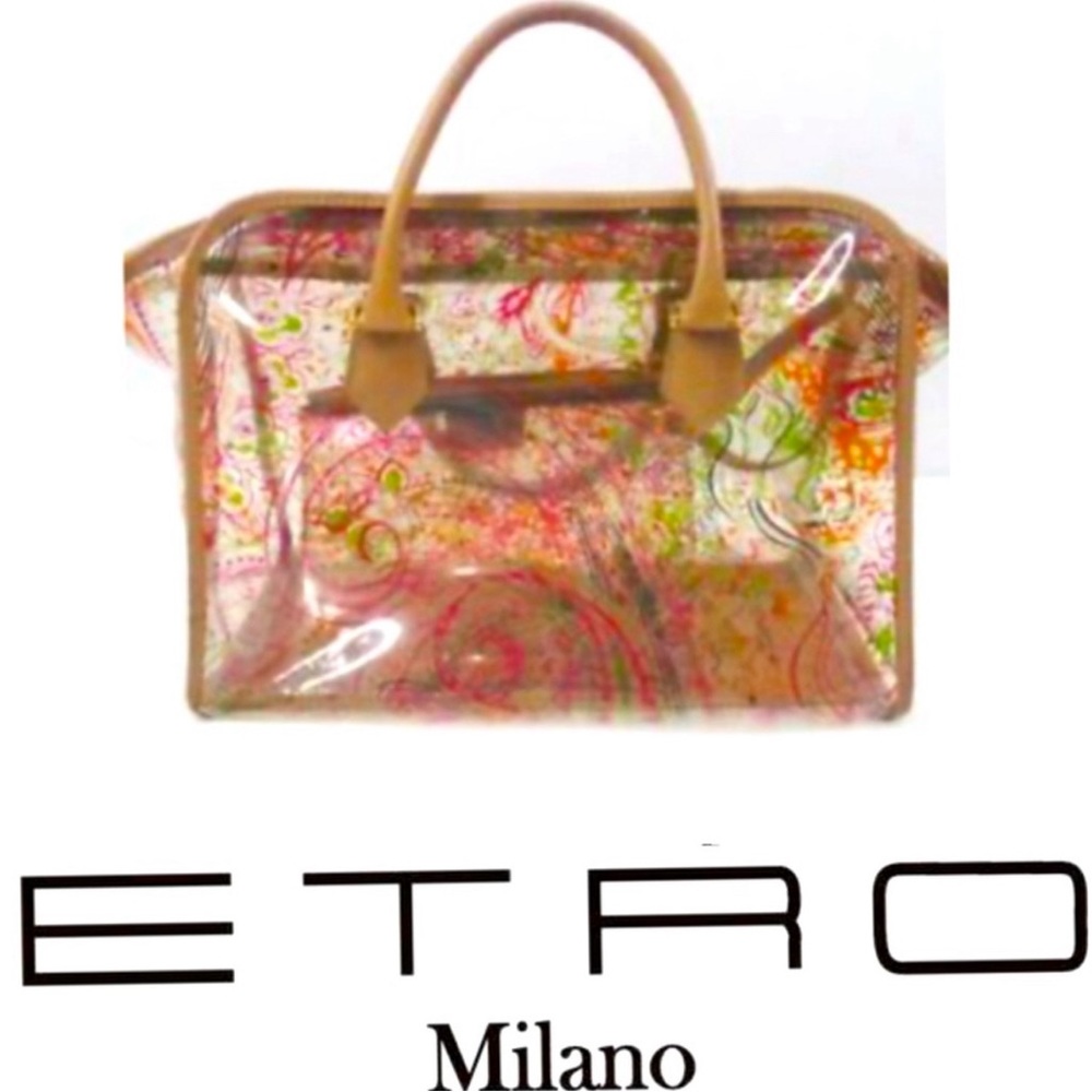 Etro Clear Tote Bag / Notorious Paisley Print W/ Pouch Inside /Made In Italy